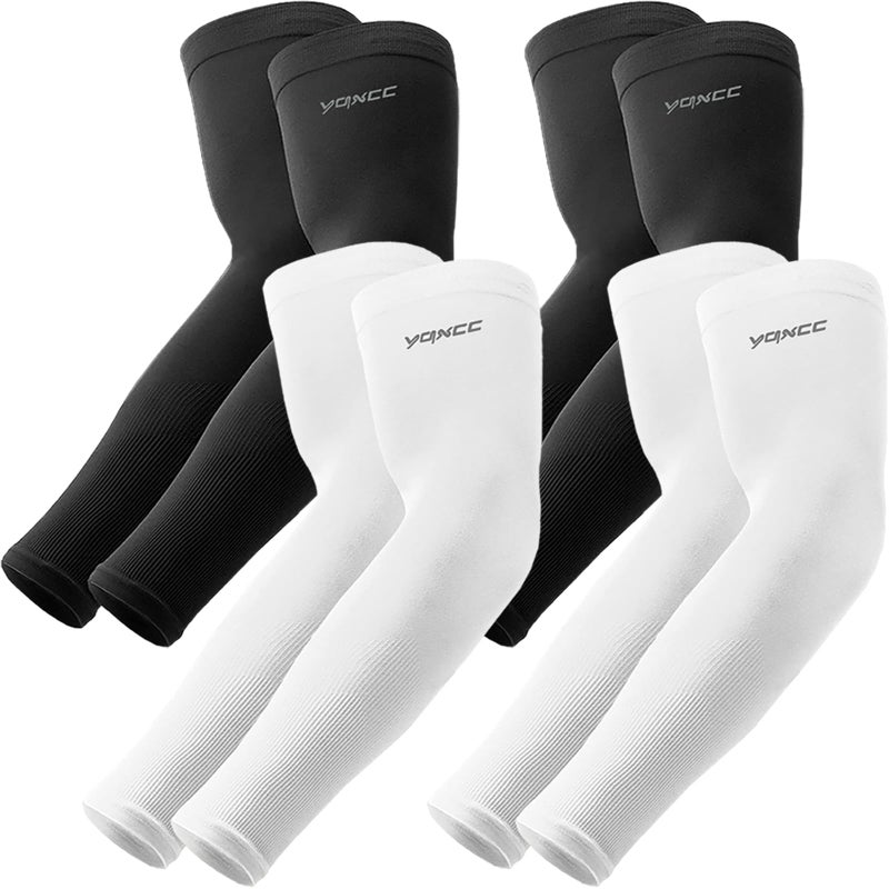 YQXCC 4 Pairs Arm Sleeves, Cooling UV Sun Protection Sports Compression Sleeves for Men Women, Golf Basketball Arm Sleeves - Image 1